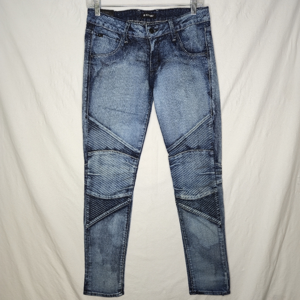 Sinclair Ladies Moto Blue Jeans Size is Approx. W29 L29